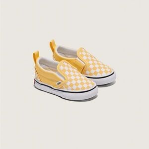 Toddler Boy or Girl Yellow Classic Slip-On V Checkerboard Shoe